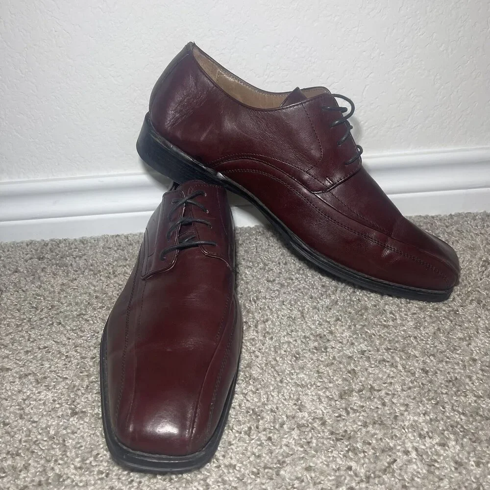 Johnston & Murphy Dress Shoes Men's Size 11 Brown Leather Derby Brogue Italy